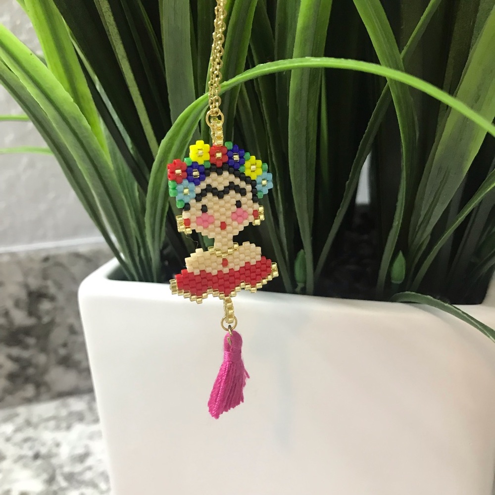 Frida Kahlo Beaded Tassel Necklace - Picture 2 of 3
